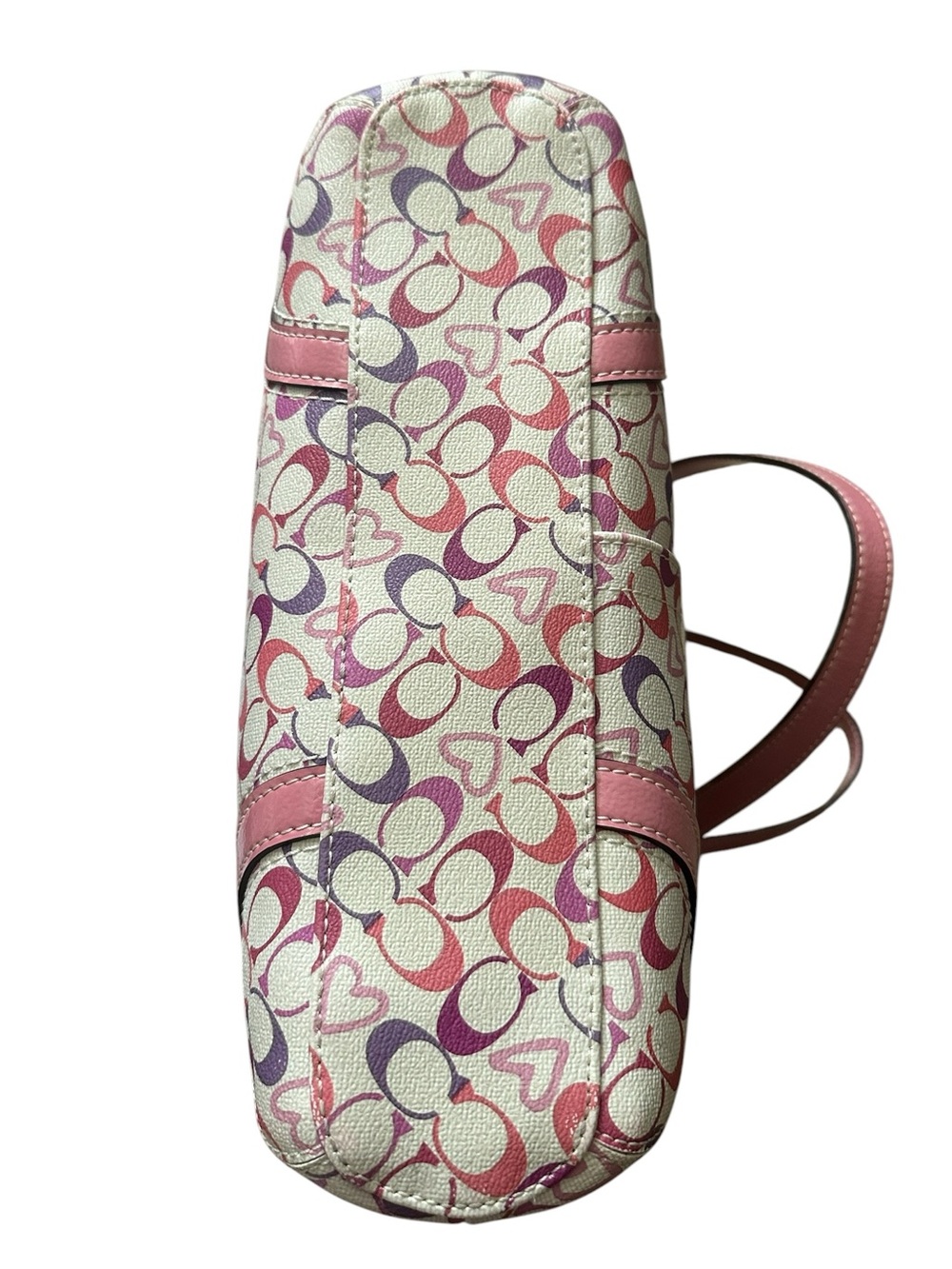 Coach Heritage Bias Signature Heart Tote Bag F18426 Pink Multi Canvas NWOT - Picture 7 of 15